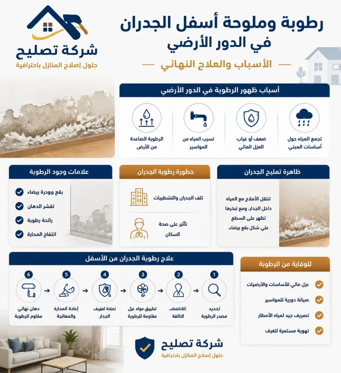 رطوبة وملوحة اسفل الجدران